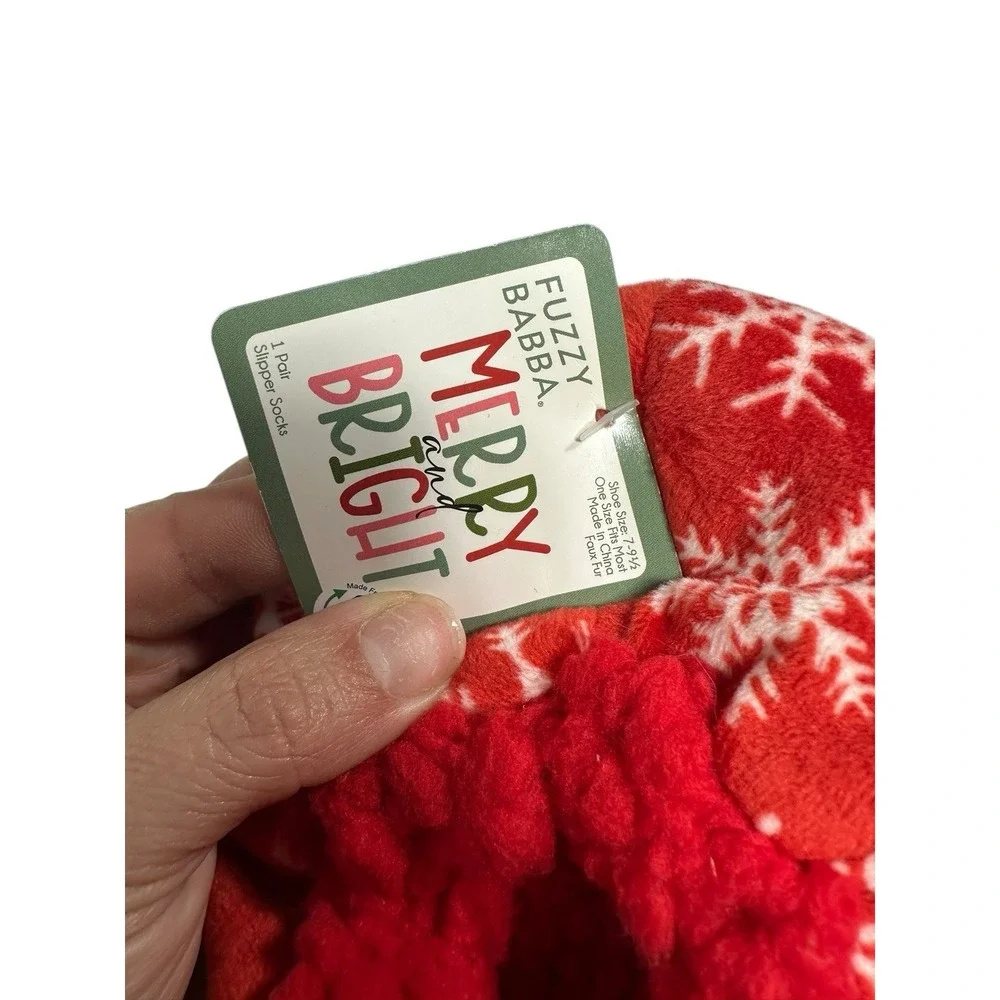merry and bright womens santa christmas slipper socks‎ with grippers size 7-9.5